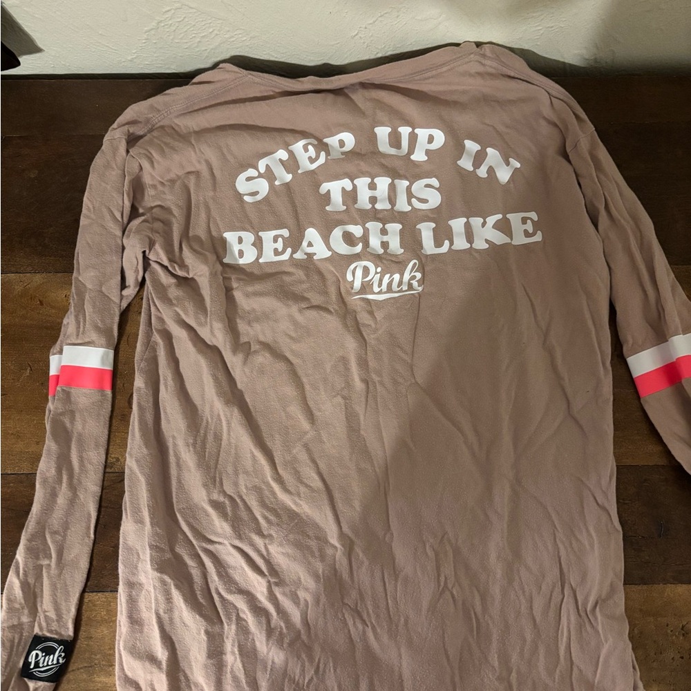 Victoria's Secret Pink Long Sleeve Tee - Brown and Pink